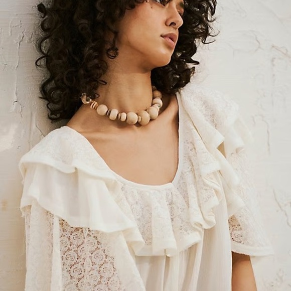 Free People White Lace Ruffle Romper - Picture 3 of 4